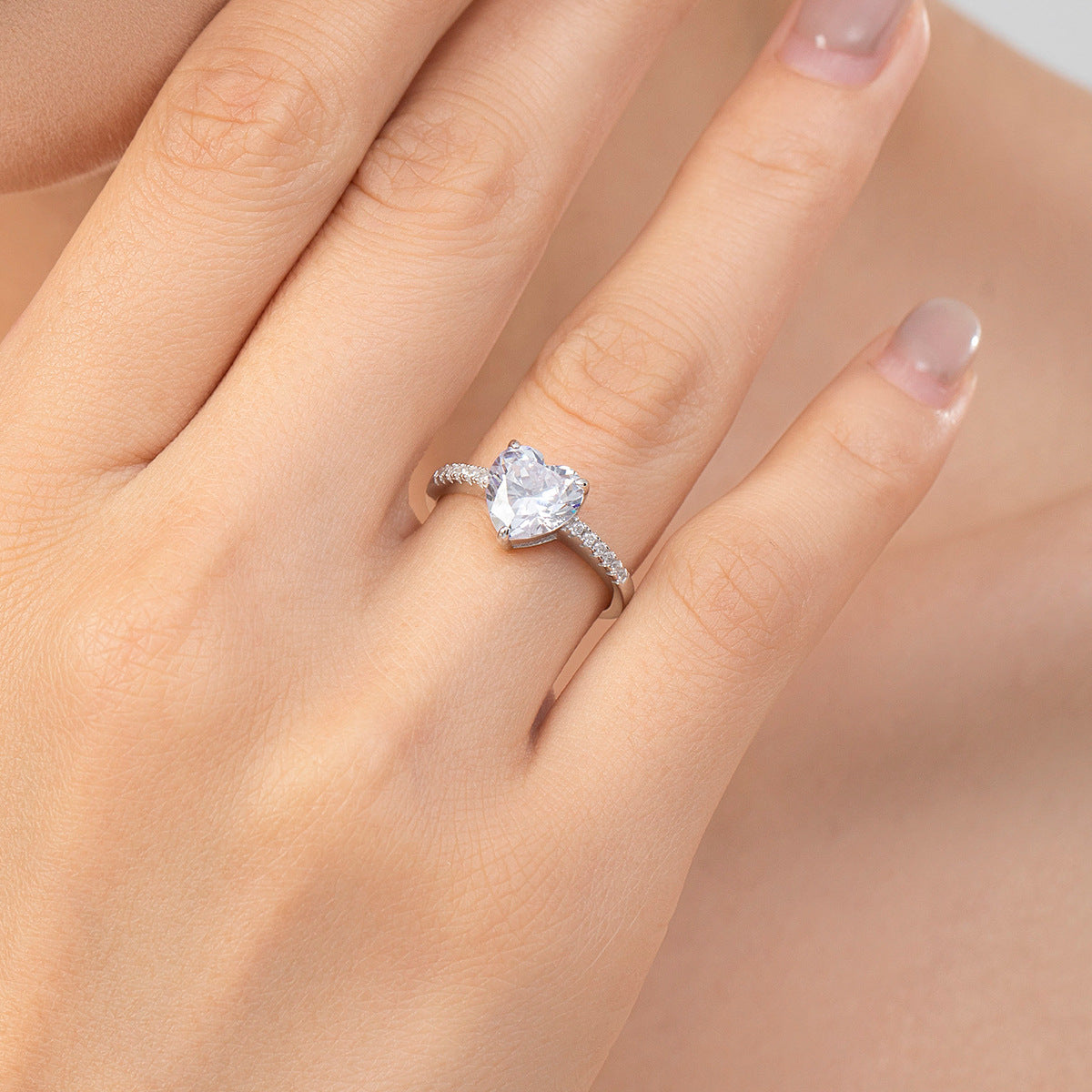 Bordeaux Heart-Cut Lab-Grown Diamond Ring - 925 Sterling Silver - alternate product view 3 - Vowmira lab-grown diamond jewelry