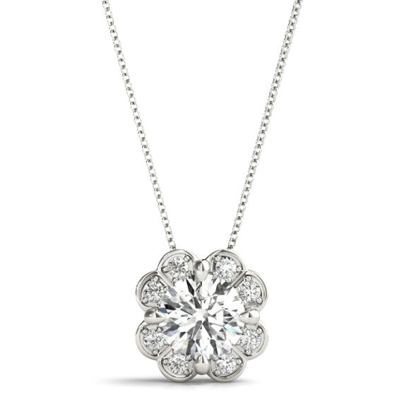 1/2 ct. tw. Floral Lab-Grown Diamond Pendant - Main View - Vowmira lab-grown diamond jewelry