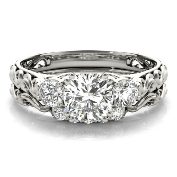 Filigree Lab-Grown Diamond Bridal Set - Main View - Vowmira lab-grown diamond jewelry
