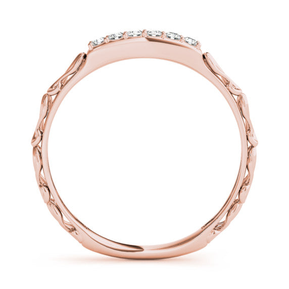 Filigree 3 Stone Lab-Grown Diamond Band - Detail View - Vowmira lab-grown diamond jewelry