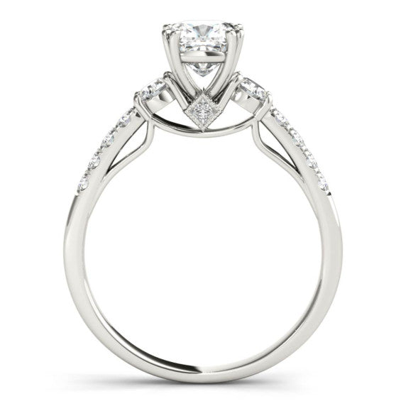 Epaulette Cushion Cut Lab-Grown Diamond Ring - Detail View - Vowmira lab-grown diamond jewelry