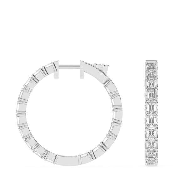5 ct. tw. Radiant-cut Lab-Grown Diamond Hoops - Detail View - Vowmira lab-grown diamond jewelry