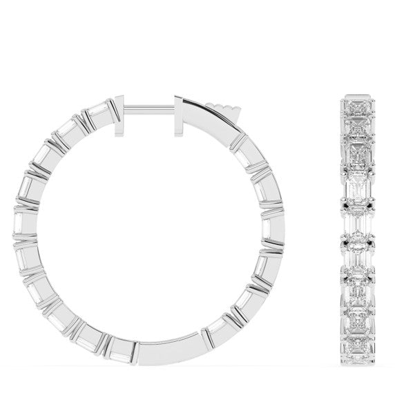 8 ct. tw. Radiant-cut Lab-Grown Diamond Hoops - Detail View - Vowmira lab-grown diamond jewelry
