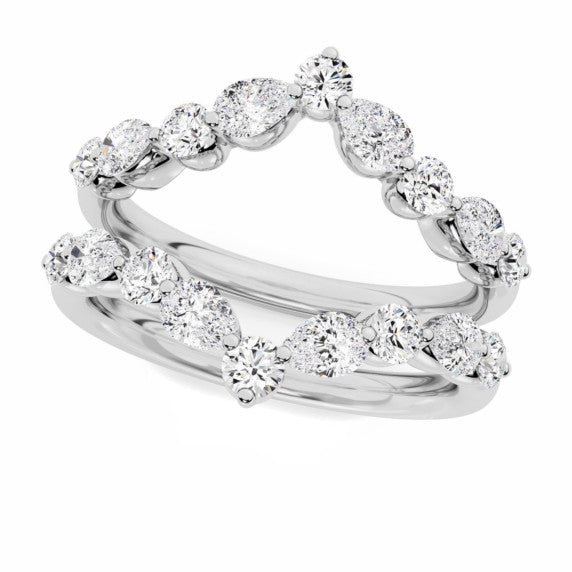 Pear Round Chevron Lab-Grown Diamond Ring Enhancer - Detail View - Vowmira lab-grown diamond jewelry