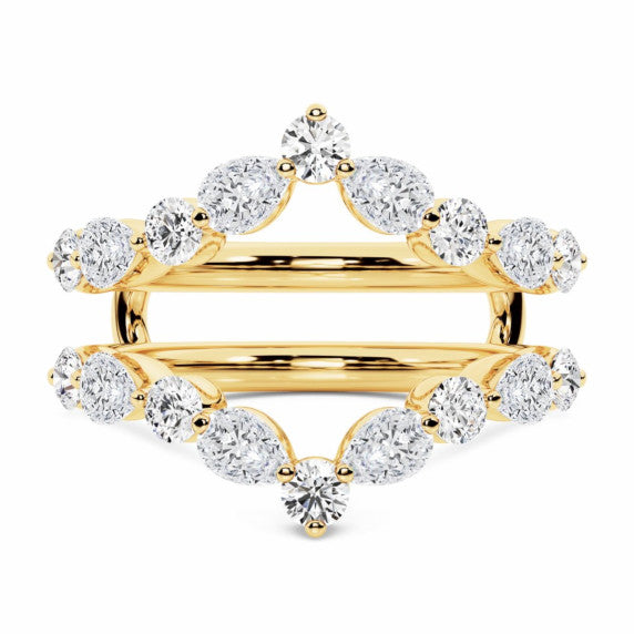 Pear Round Chevron Lab-Grown Diamond Ring Enhancer - Main View - Vowmira lab-grown diamond jewelry