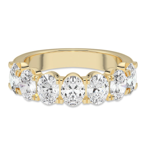 4 ct. tw. Oval 7 Stone Comfort Lab-Grown Diamond Ring - Main View - Vowmira lab-grown diamond jewelry