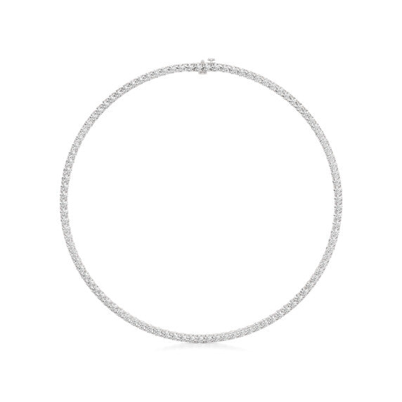 20 ct. tw. Round Lab-Grown Diamond Tennis Necklace in 14k White Gold - Detail View - Vowmira lab-grown diamond jewelry