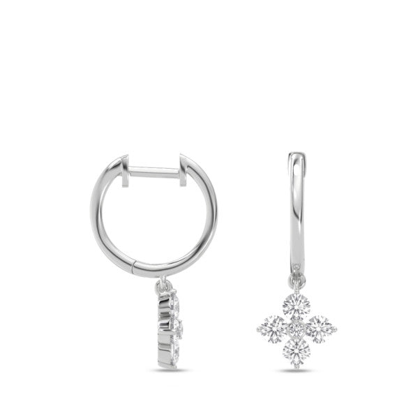 Cardamine Dangle Lab-Grown Diamond Huggies - Detail View - Vowmira lab-grown diamond jewelry