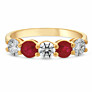 5 Stone Round Lab-Grown Diamond & Ruby Ring in 14K Yellow Gold - Detail View - Vowmira lab-grown diamond jewelry