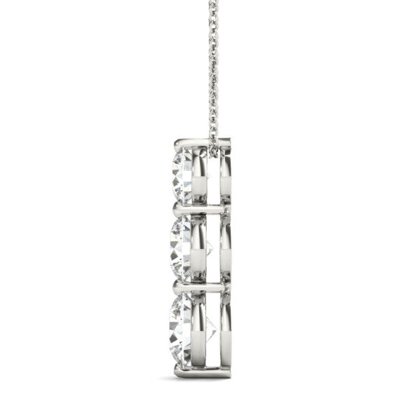 1 ct. tw. Classic 3 Stone Lab-Grown Diamond Pendant - Detail View - Vowmira lab-grown diamond jewelry
