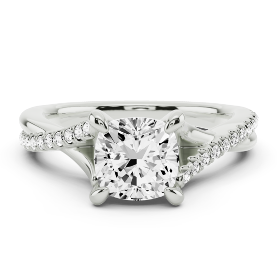 Ella Twist Cushion Cut Lab-Grown Diamond Ring - Main View - Vowmira lab-grown diamond jewelry
