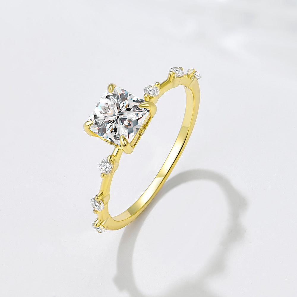 Vowmira Princess-Cut Half-Bezel Zirconia Ring, hero view