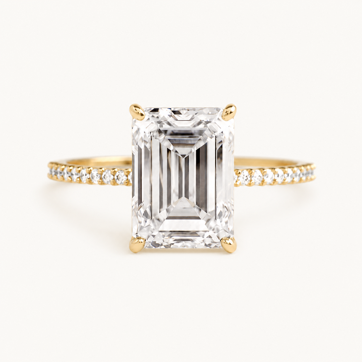 Vowmira Emerald-Cut Pave Accent Ring, hero view