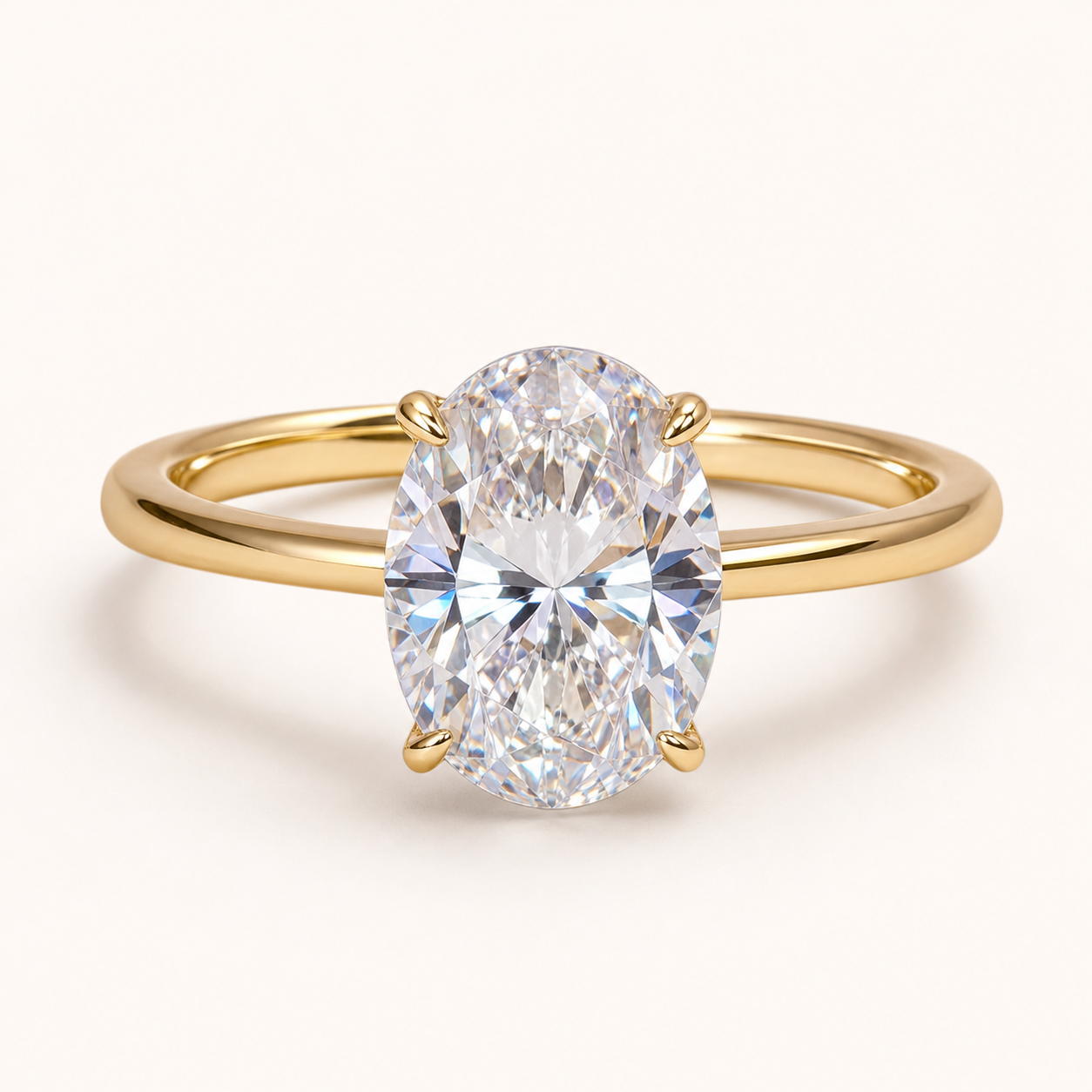 Vowmira Oval-Cut Hidden Halo Moissanite Ring, hero view