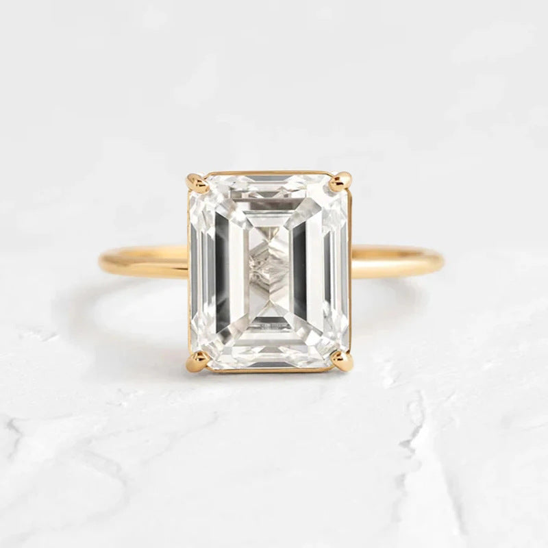 Vowmira Emerald-Cut Modern Zirconia Ring, hero view