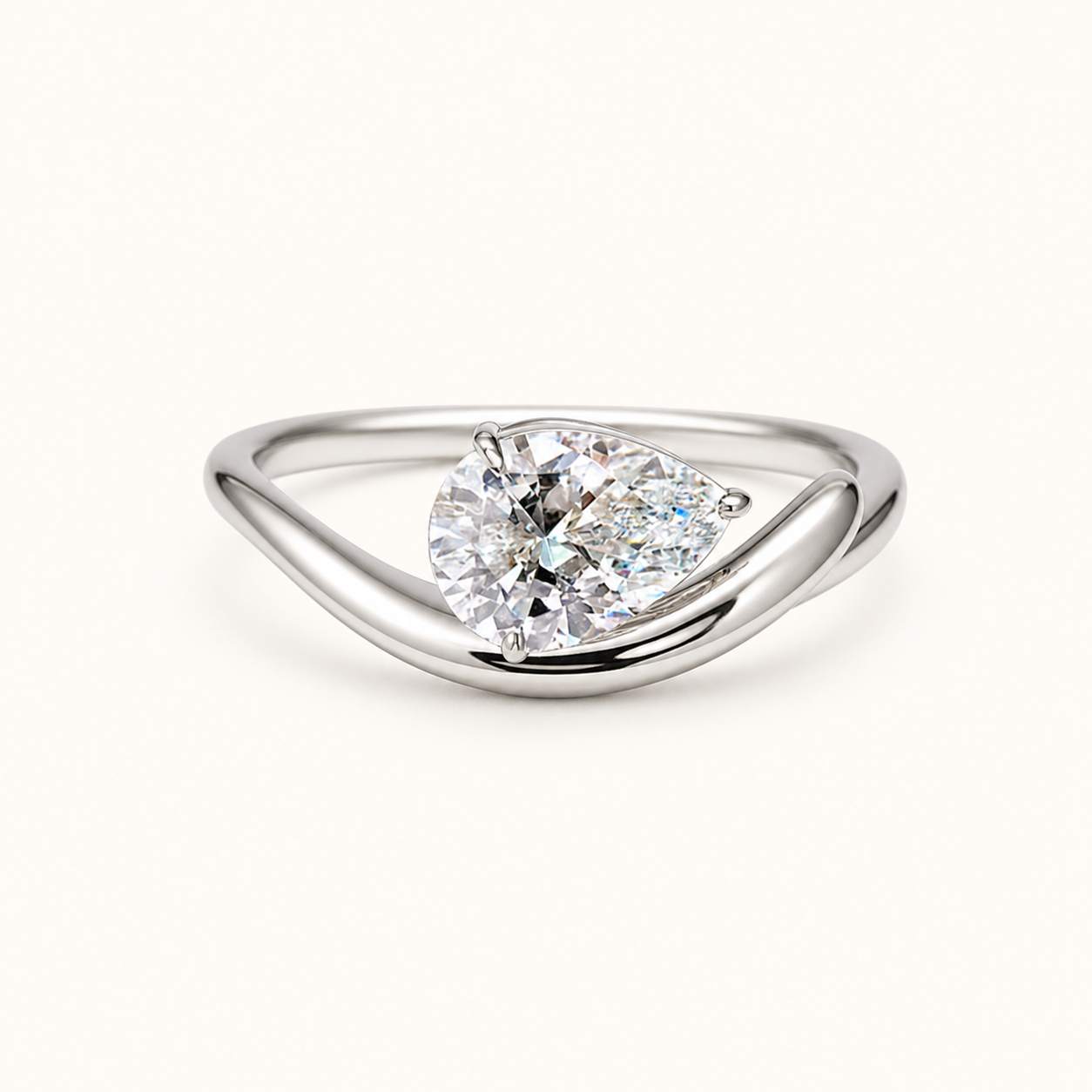 VM-ALL-036 | Vowmira Signet Pear-Cut Lab-Grown Diamond Engagement Ring | hero