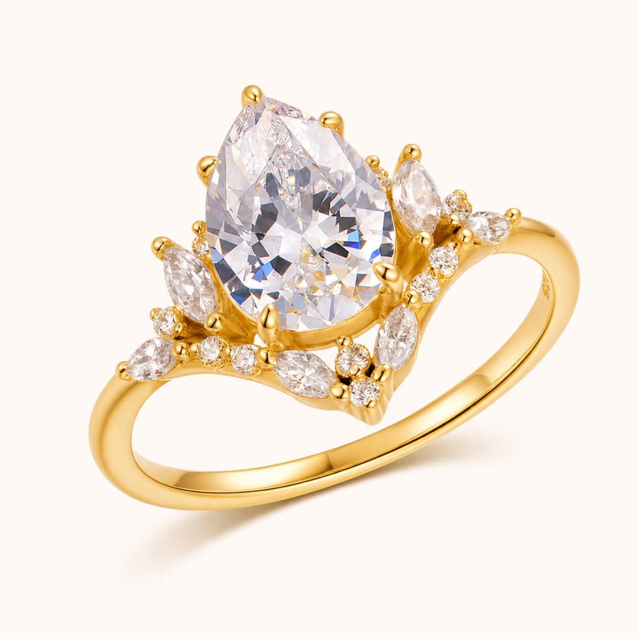 Vowmira Pear-Cut Crown Moissanite Ring, hero view