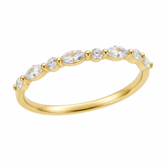 Vowmira Myriad yellow-gold-tone seven-stone men's wedding band, front view