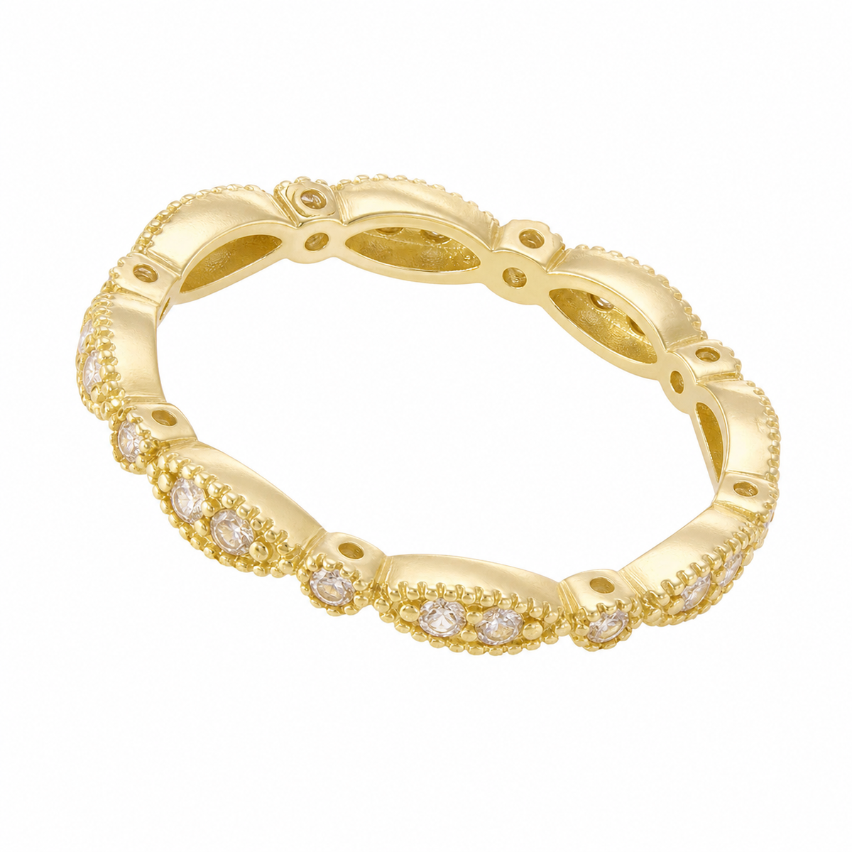 Vowmira Taylor gold-tone leaf diamond men's band, rear under-gallery view