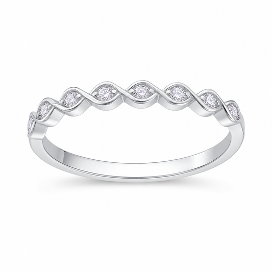 Vowmira Zoe Axis eight-stone wave-link men's accent ring, front view