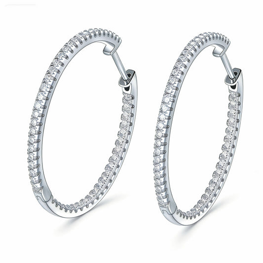 2-6 ct Princess-Cut Lab-Grown Diamond Hoop Earrings - main product view - Vowmira lab-grown diamond jewelry