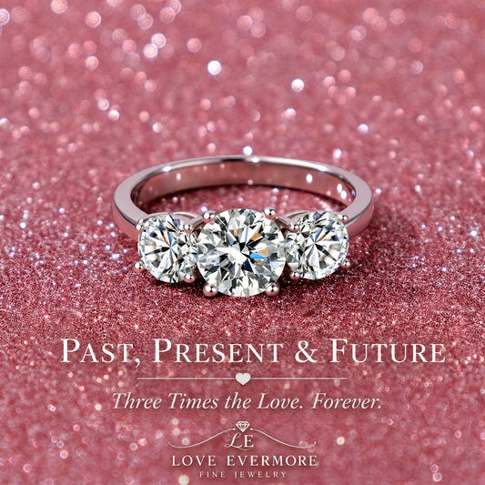 Three Times the Love - Past, Present & Future Diamond Ring With S925 Silver - Vowmira lab-grown diamond jewelry