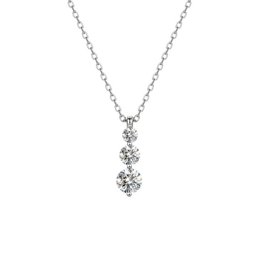 Vowmira 1 ct Classic 3 Stone Lab-Grown Diamond Pendant S925 Silver - Vowmira lab-grown diamond jewelry