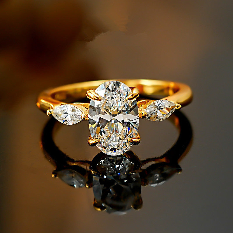 Past, Present & Future Oval Lab-Grown Diamond Ring in Gold - alternate product view 3