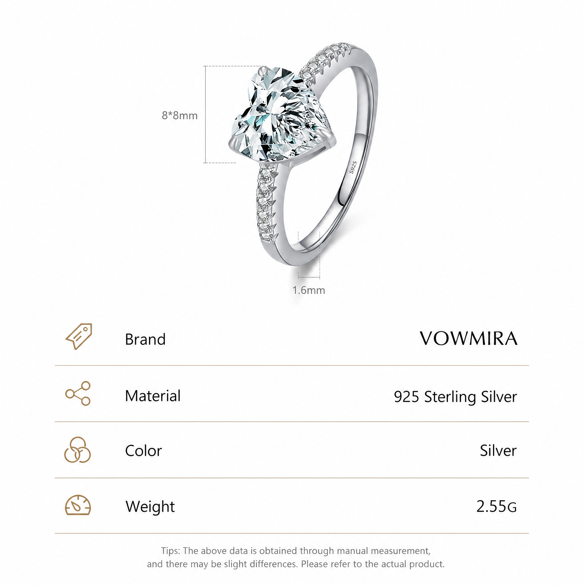 Bordeaux Heart-Cut Lab-Grown Diamond Ring - 925 Sterling Silver - alternate product view 2