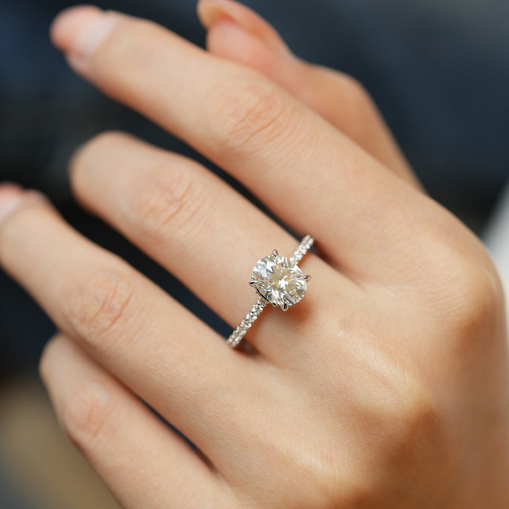 Petite Floating Heart-Cut Lab-Grown Diamond Ring - 925 Sterling Silver - alternate product view 2