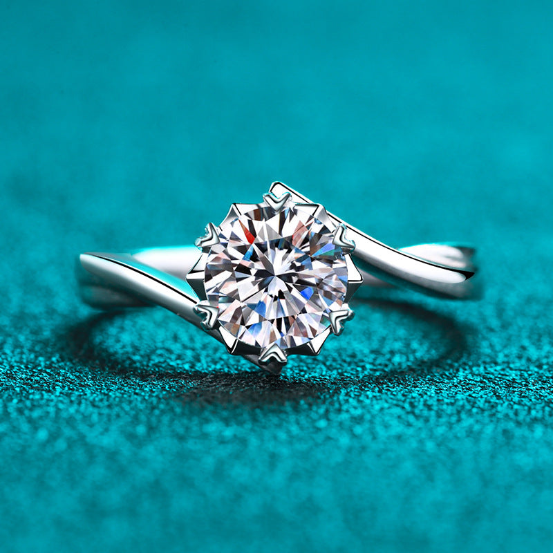 1 ct “Promise” 925 Sterling Silver Snowflake Lab-Grown Diamond Ring - Detail View