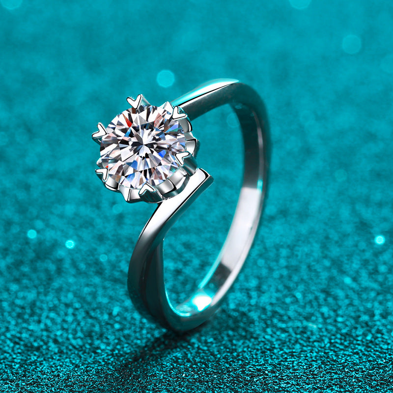 1 ct “Promise” 925 Sterling Silver Snowflake Lab-Grown Diamond Ring - Main View - Vowmira lab-grown diamond jewelry
