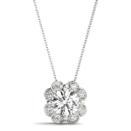 1/2 ct. tw. Floral Lab-Grown Diamond Pendant - Main View - Vowmira lab-grown diamond jewelry