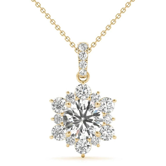 1 ct. tw. Starburst Lab-Grown Diamond Pendant - Main View - Vowmira lab-grown diamond jewelry