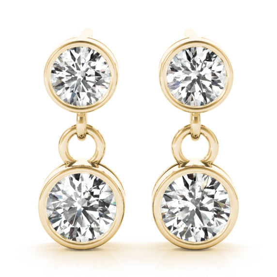 1/2 ct. tw. Bezel Dangle Lab-Grown Diamond Earrings - Main View - Vowmira lab-grown diamond jewelry