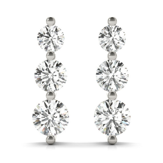 2 ct. tw. Classic 3 Stone Lab-Grown Diamond Earrings - Main View - Vowmira lab-grown diamond jewelry
