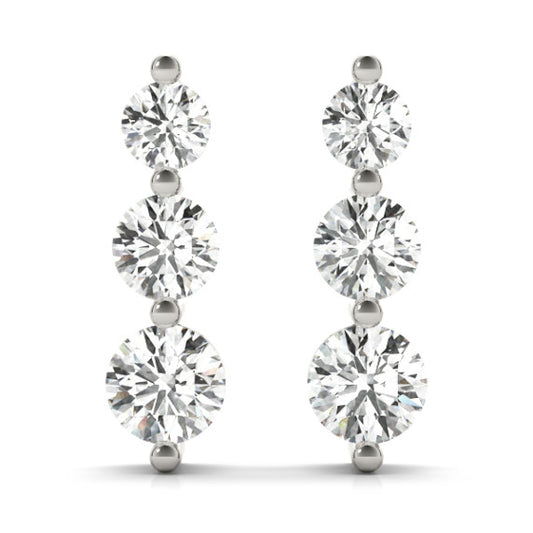 1 ct. tw. Classic 3 Stone Lab-Grown Diamond Earrings - Main View - Vowmira lab-grown diamond jewelry
