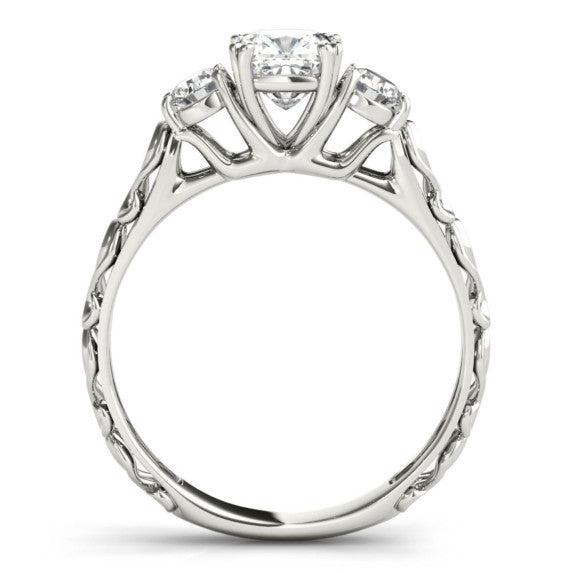 Filigree Cushion Cut Lab-Grown Diamond Ring - Detail View - Vowmira lab-grown diamond jewelry