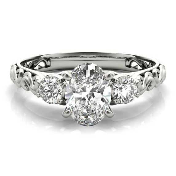 Filigree Oval Lab-Grown Diamond Ring - Main View