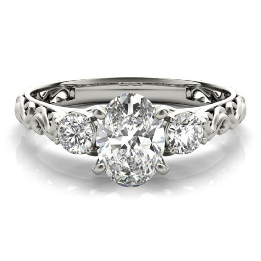 Filigree Oval Lab-Grown Diamond Ring - Main View - Vowmira lab-grown diamond jewelry