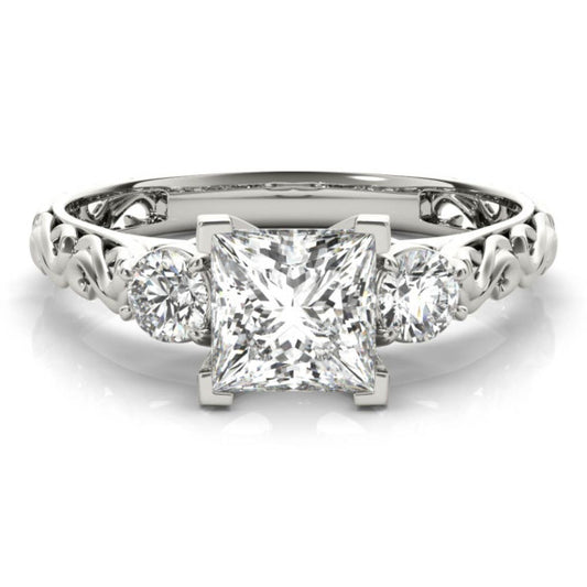 Filigree Princess Cut Lab-Grown Diamond Ring - Main View - Vowmira lab-grown diamond jewelry