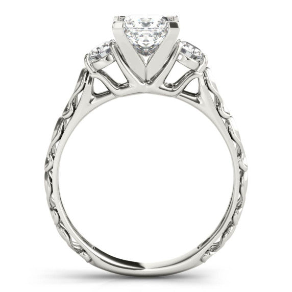 Filigree Princess Cut Lab-Grown Diamond Ring - Detail View - Vowmira lab-grown diamond jewelry