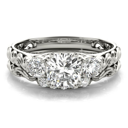 Filigree Lab-Grown Diamond Bridal Set - Main View - Vowmira lab-grown diamond jewelry
