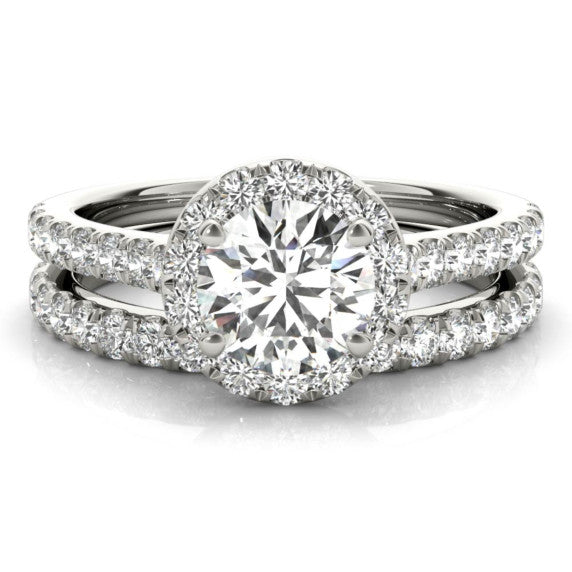 Classic Halo Lab-Grown Diamond Bridal Set - Main View - Vowmira lab-grown diamond jewelry