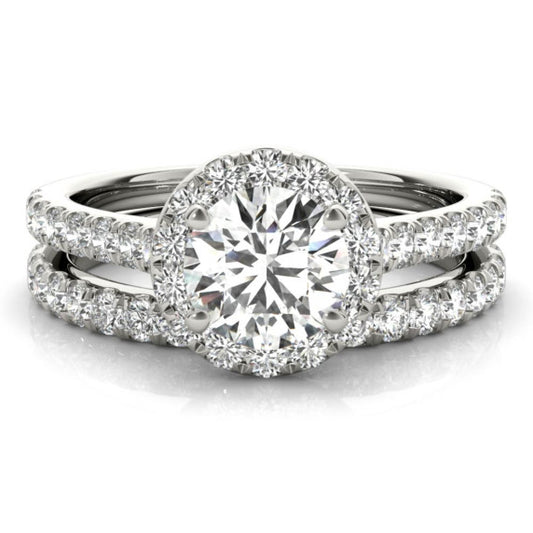 Classic Halo Lab-Grown Diamond Bridal Set - Main View - Vowmira lab-grown diamond jewelry