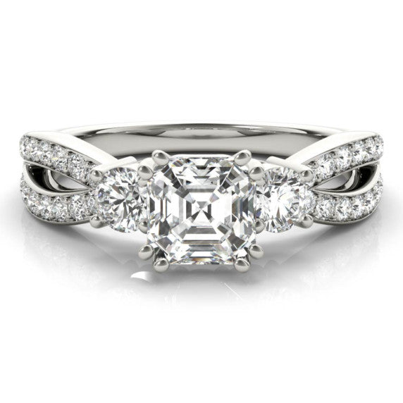 Riga Asscher Cut Lab-Grown Diamond Ring - Main View - Vowmira lab-grown diamond jewelry