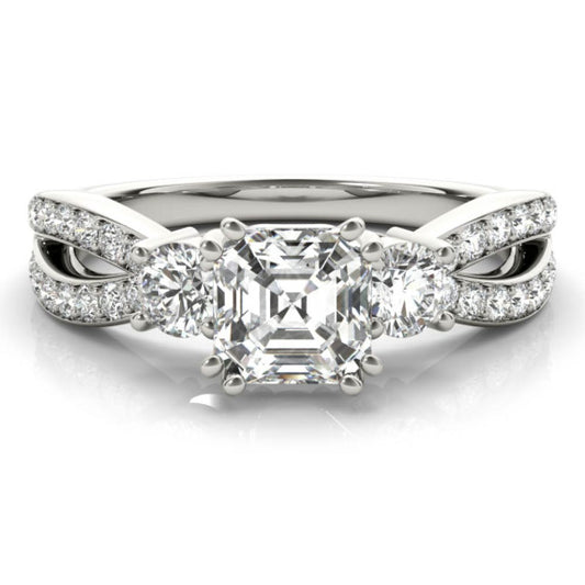 Riga Asscher Cut Lab-Grown Diamond Ring - Main View - Vowmira lab-grown diamond jewelry