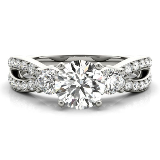 Riga Three-Stone Lab-Grown Diamond Ring - Main View - Vowmira lab-grown diamond jewelry