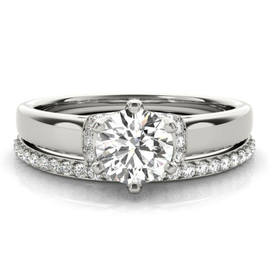 Chevron Lab-Grown Diamond Bridal Set - Main View - Vowmira lab-grown diamond jewelry