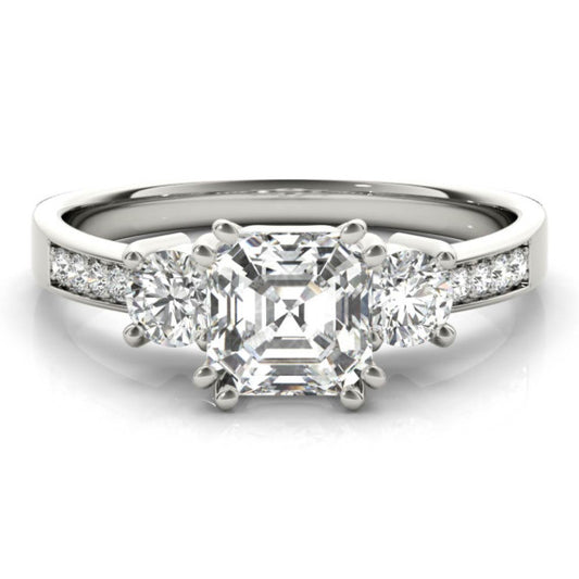 Denmark Three-Stone Lab-Grown Diamond Ring - Main View - Vowmira lab-grown diamond jewelry